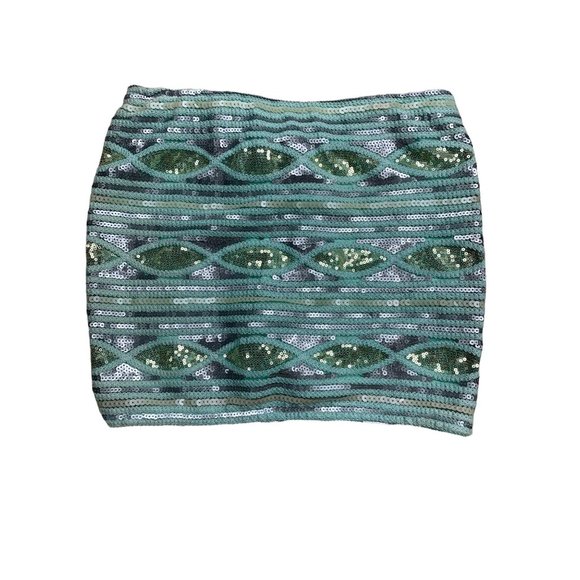 English Rose Stretch Sequined Mini Skirt Size Small - Picture 3 of 4